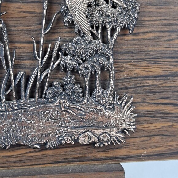 Birds in Flight, Copper on Wood with Wooden Easel or Wall Hanging Vintage - Picture 8 of 14